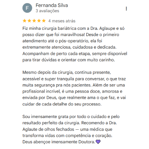Depoimento Google - Dra. Aglaupe Pereira